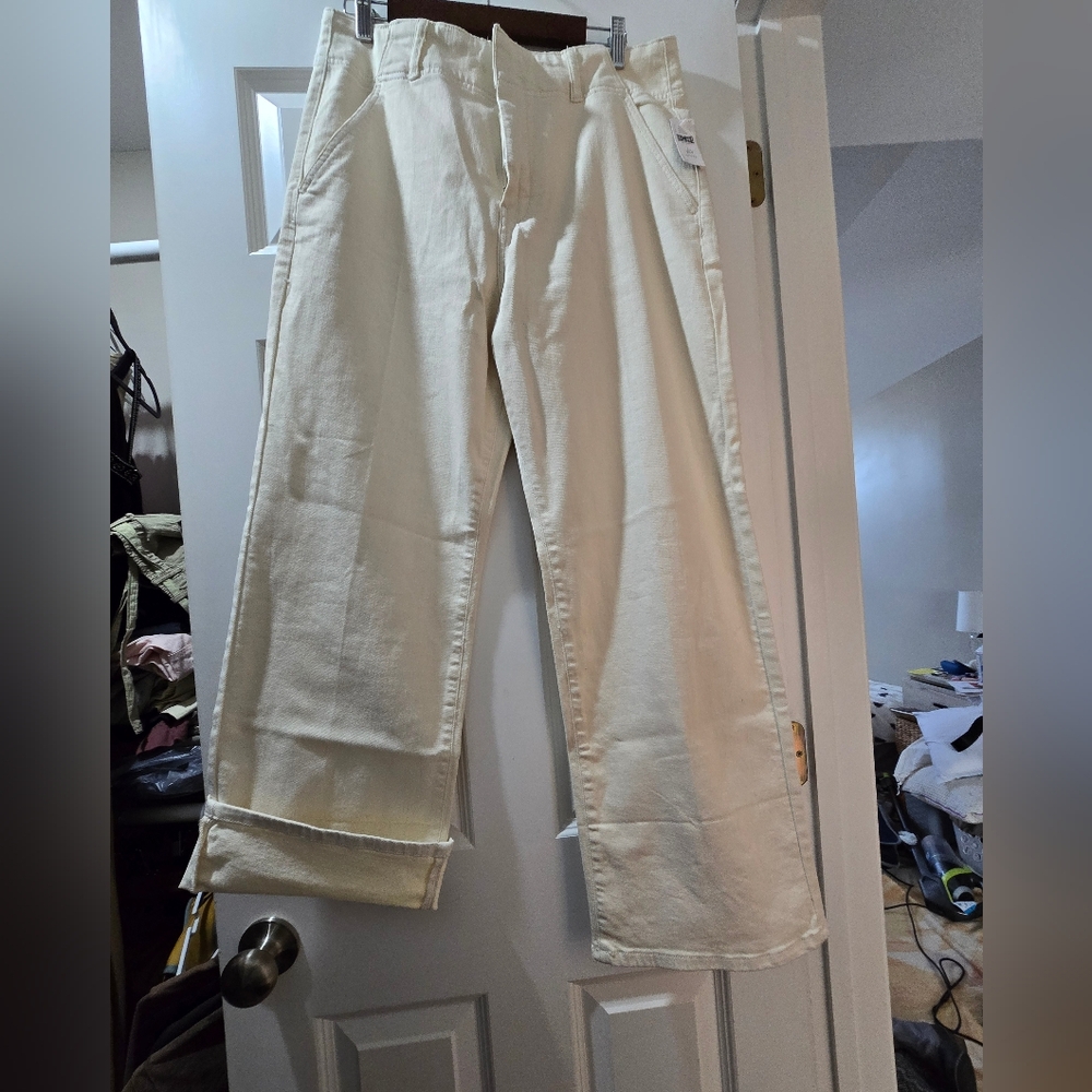 Pilcro Cream Straight Leg Pants